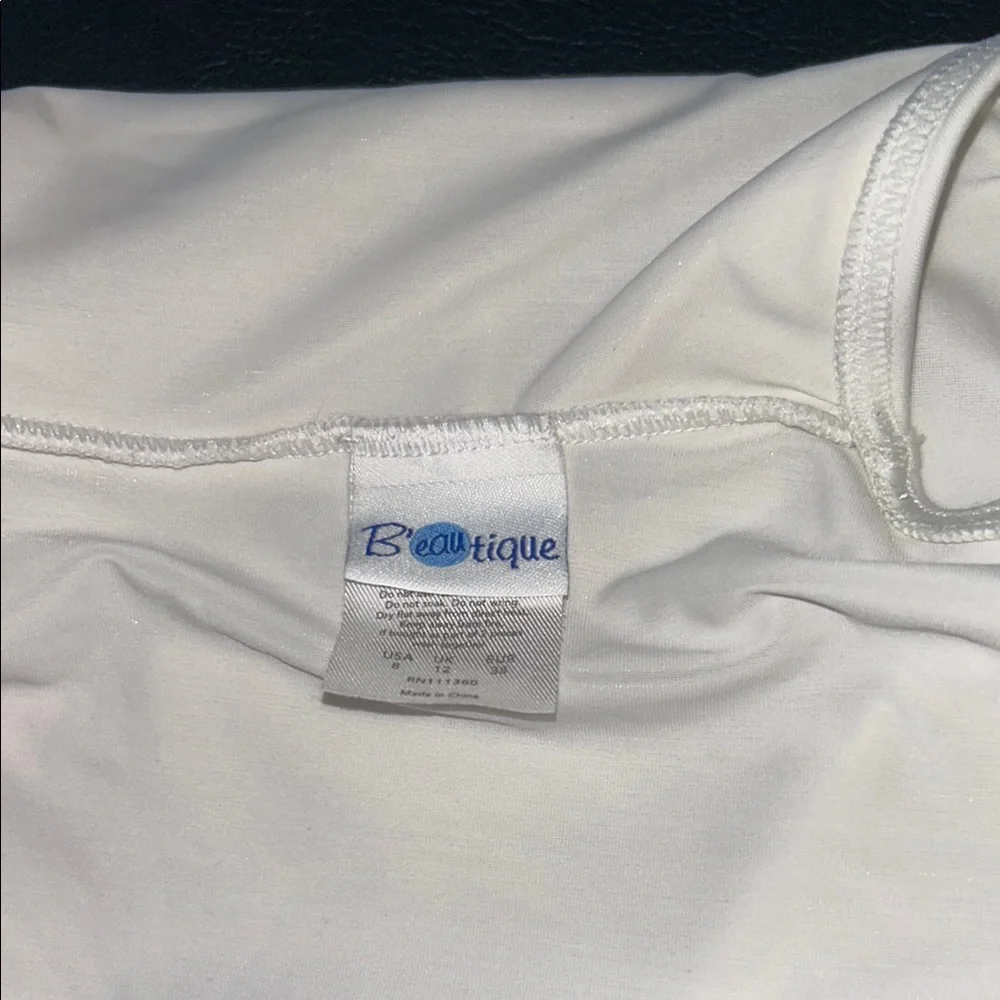 Beautiful White Halter One-Piece Swimsuit with Embellishments- Size 8 WORN ONCE - Picture 5 of 6